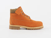 Boys Timberland 6 Inch Premium A1ADC Orange Leather Lace Up Warm Chukka Boots